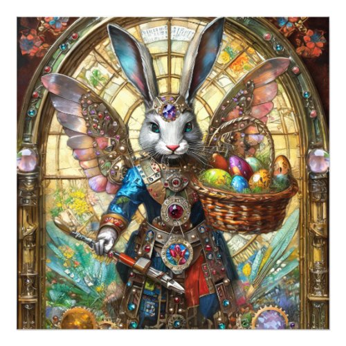 Steampunk Easter Bunny Warrior Angel Photo Print