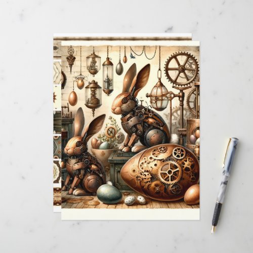 Steampunk Easter Ephemera Scrapbook Paper