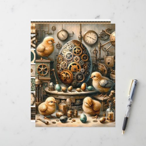 Steampunk Easter Ephemera Scrapbook Paper