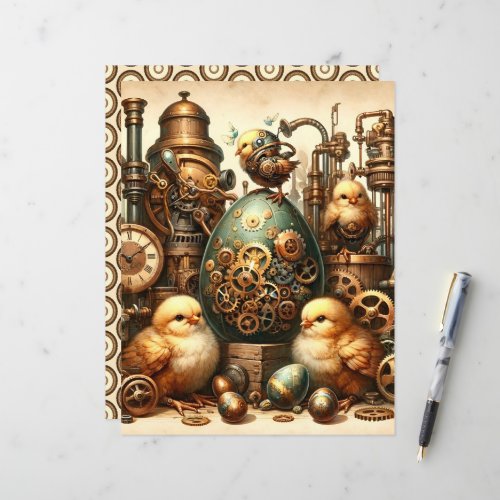 Steampunk Easter Ephemera Scrapbook Paper