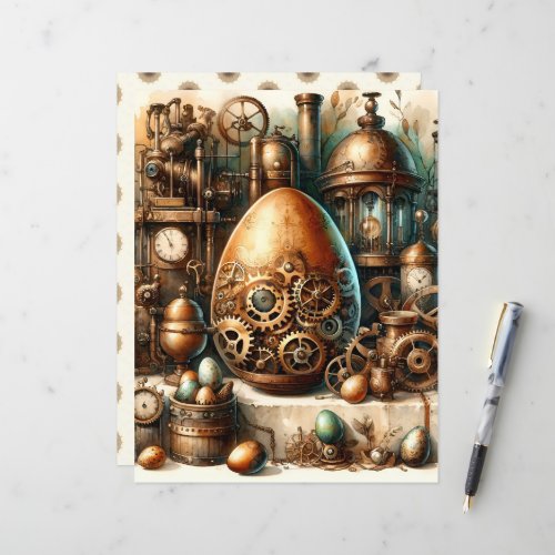 Steampunk Easter Ephemera Scrapbook Paper