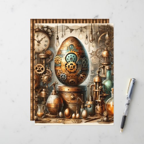 Steampunk Easter Ephemera Scrapbook Paper