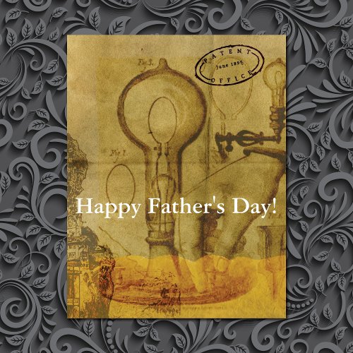 Steampunk Edison Light Bulb Great Fathers Day Card