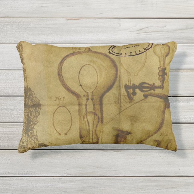 Steampunk Edison Light Bulb Great Father's Day Outdoor Pillow (Front)