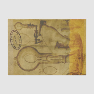 Steampunk Edison Light Bulb Patent Office Tissue Paper