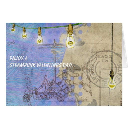 Steampunk Edison Lights on a Wire Valentine's Day Card