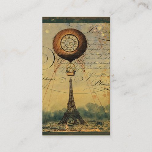 Customizable Steampunk Eiffel Tower Profile Business Cards