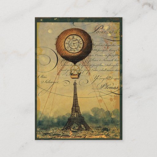Customizable Steampunk Eiffel Tower Profile Business Cards