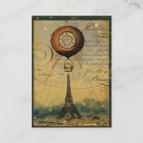 Steampunk Eiffel Tower Profile Business Cards
