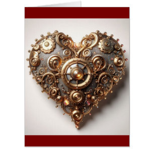 Steampunk Elegant Clockwork Gear Heart Card