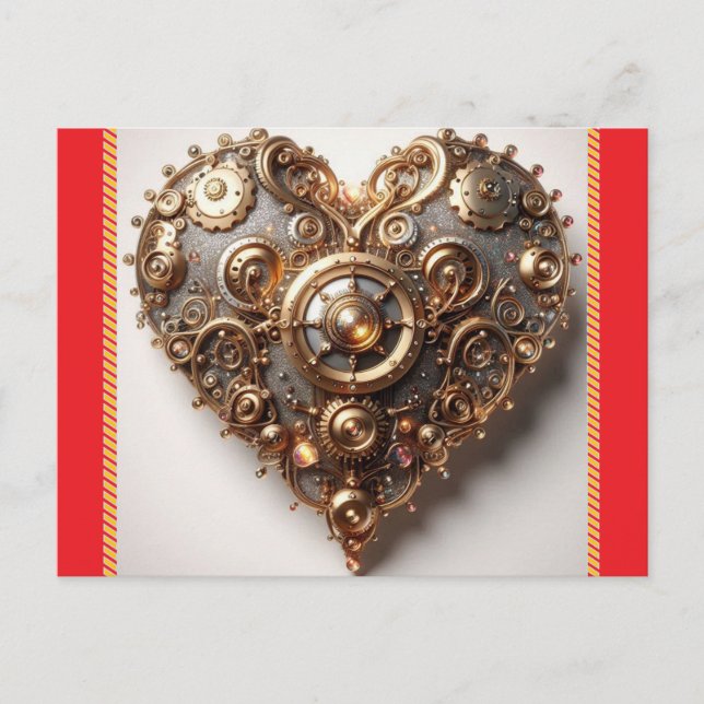 Steampunk Elegant Clockwork Gear Heart Postcard (Front)