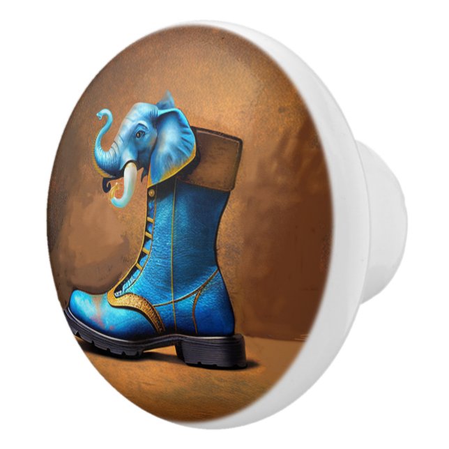 Steampunk Elephant Boot ceramic knob (Right)