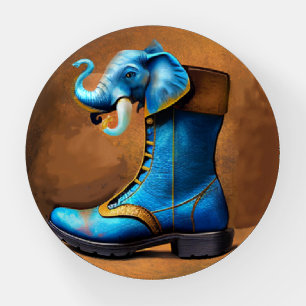 Steampunk Elephant Boot glass dome paperweight