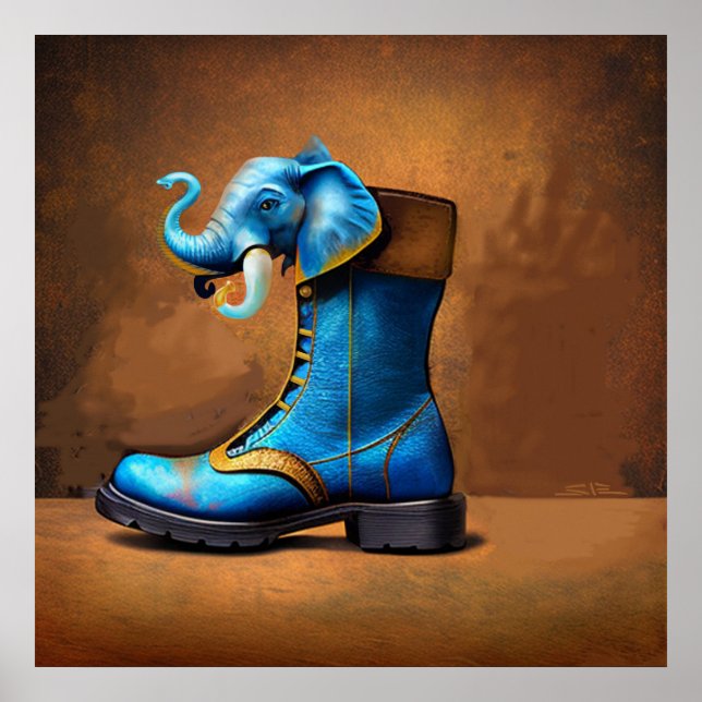 Steampunk Elephant Boot matte poster (Front)