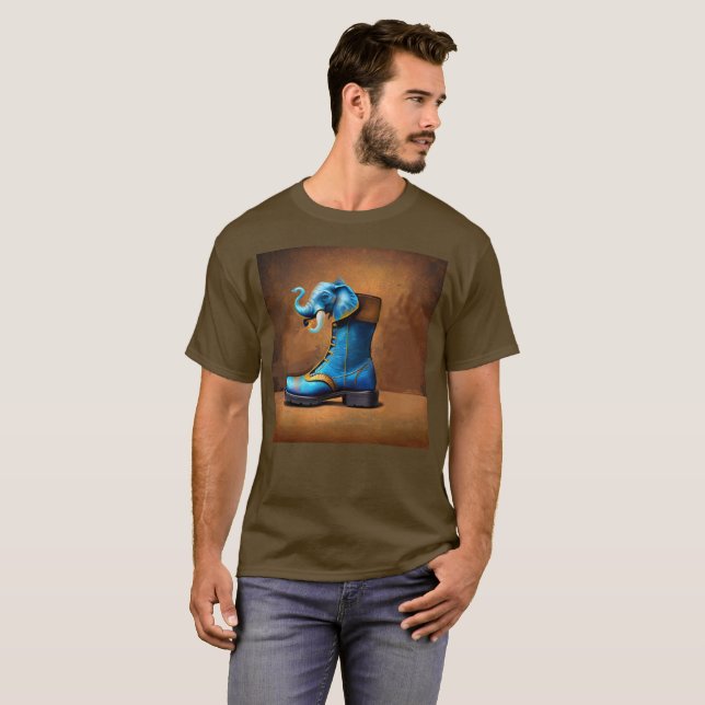 Steampunk Elephant Boot men brown T-shirt (Front Full)