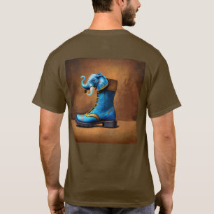 Steampunk Elephant Boot men brown T-shirt back