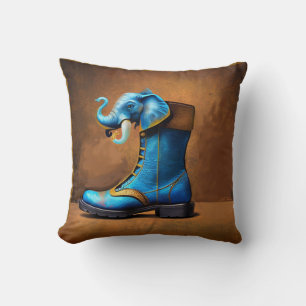 Steampunk Elephant Boot square throw pillow