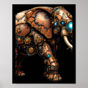 Steampunk Elephant The Mechanical Circus Sticker  Poster