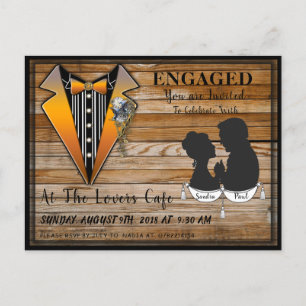 Steampunk Engagement Celebration Announcement Postcard