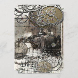 Steampunk Engine Gears Wedding Invitation