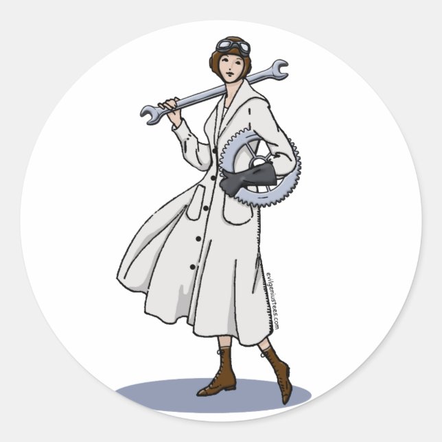 Steampunk Engineer Classic Round Sticker (Front)