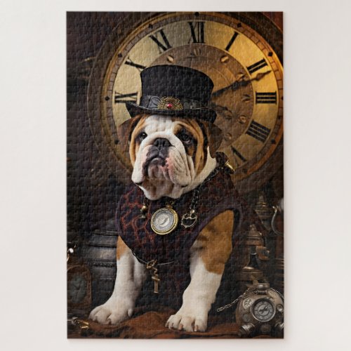 Steampunk English Bulldog Jigsaw Puzzle