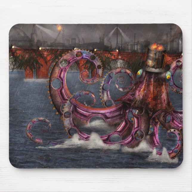 Steampunk - Enteroctopus magnificus roboticus Mouse Pad (Front)