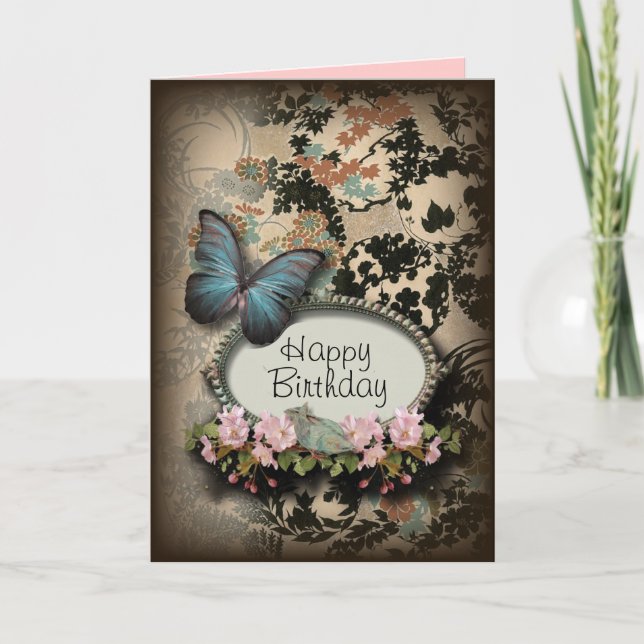 steampunk Ephemera floral Butterfly victorian Card (Front)