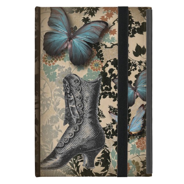 steampunk Ephemera floral Butterfly victorian Case For iPad Mini (Front Closed)