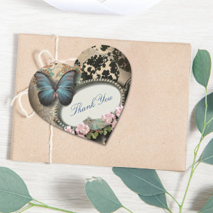 steampunk Ephemera floral Butterfly victorian Heart Sticker