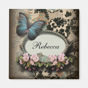 steampunk Ephemera floral Butterfly victorian Magnet