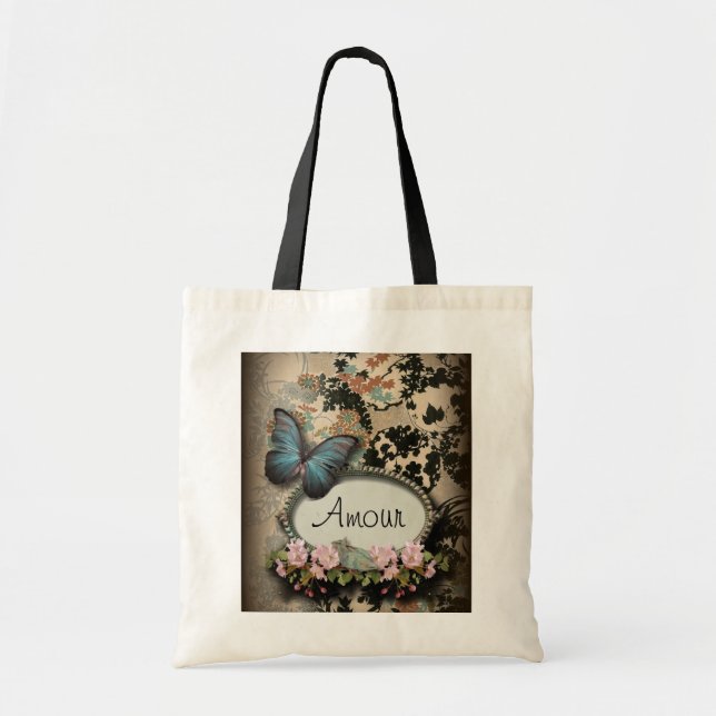 steampunk Ephemera floral Butterfly victorian Tote Bag (Front)