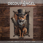 Steampunk Explorer Cat - decoupage -  Tissue Paper