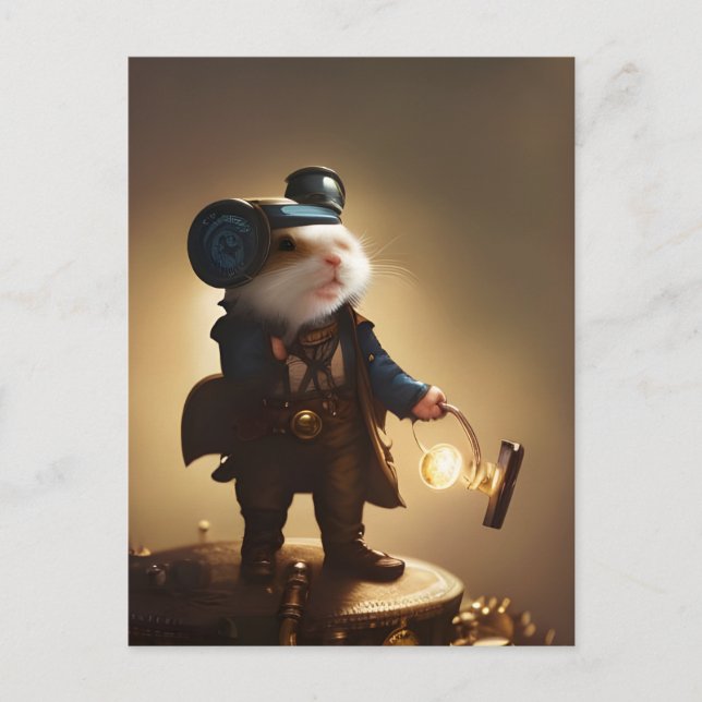 Steampunk Explorer Hamster Postcard (Front)