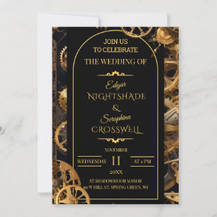 Steampunk Extravaganza Vintage Clockwork Wedding I Invitation