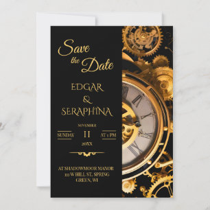 Steampunk Extravaganza Vintage Clockwork Wedding S Save The Date