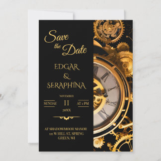Steampunk Extravaganza Vintage Clockwork Wedding S Save The Date