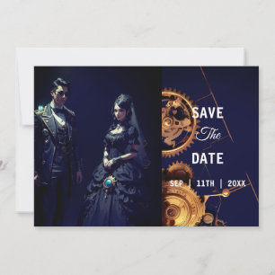 Steampunk Extravaganza Vintage Clockwork Wedding Save The Date