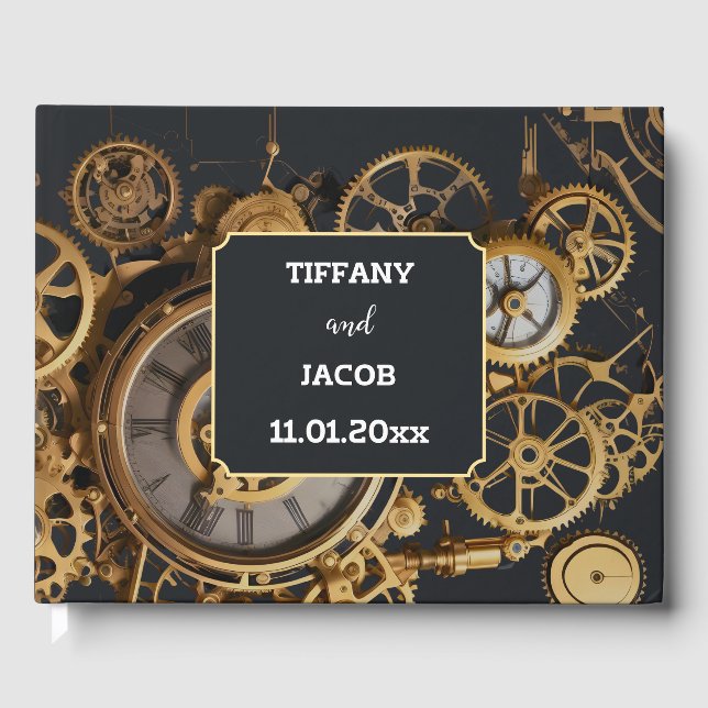 Steampunk Extravaganza Vintage Cogs Guest Book (Front)