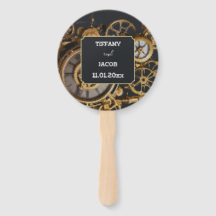 Steampunk Extravaganza Vintage Cogs Guest Book Hand Fan
