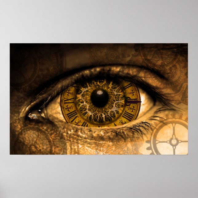 Steampunk Eye Gears Vintage Victorian Poster (Front)