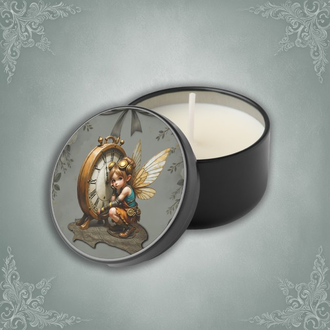 Steampunk Fairy with Golden Wings & Antique Clock  Mini Candle Favors (Creator Uploaded)