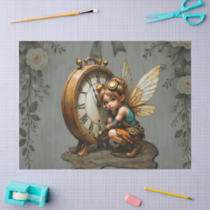 Steampunk Fairy with Golden Wings Tissue Paper