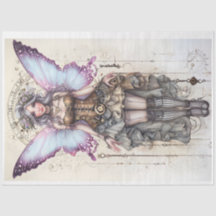 Steampunk Fairy with Pink Wings Tissue Paper