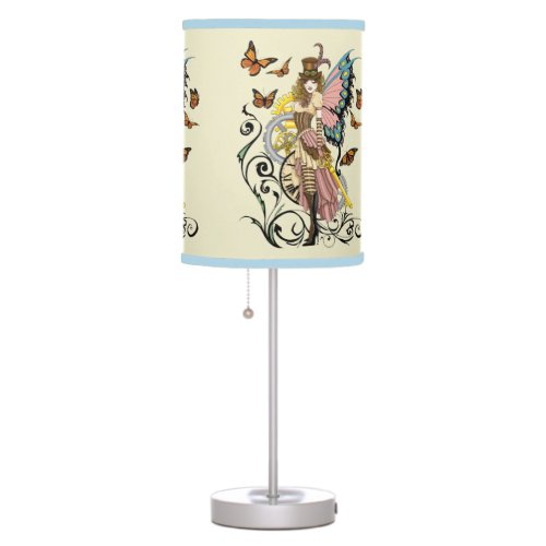 Steampunk Fairy Yellow Clock Gears Table Lamp