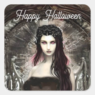 Steampunk Fallen Angel Dark Art Square Sticker