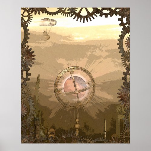Steampunk Fantasy City Poster