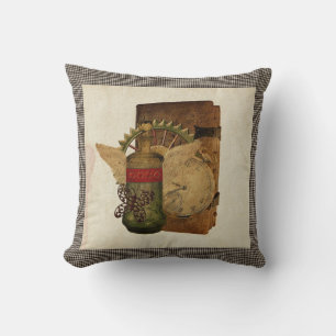 Steampunk Fantasy Collage Throw Pillow