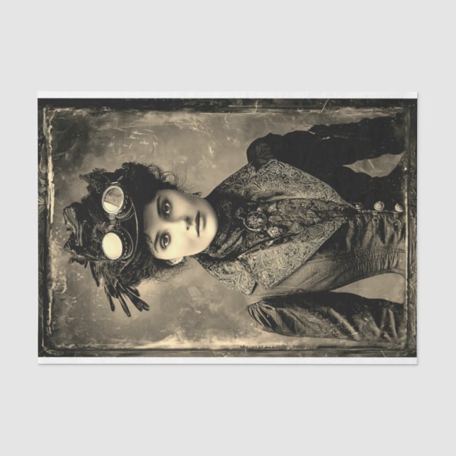 Steampunk Fantasy Woman Photo Styl DX4LF Decoupage Tissue Paper (Front)