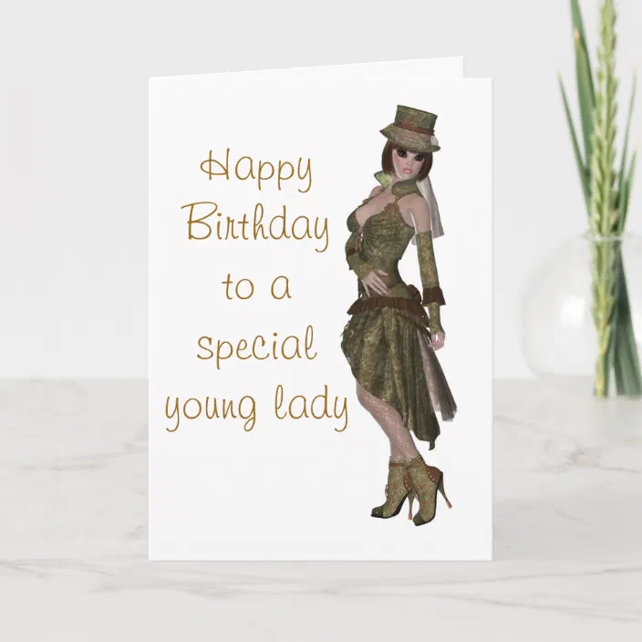 Happy Birthday To A Young Lady Steampunk Fashion Card For Young Lady | Zazzle.com